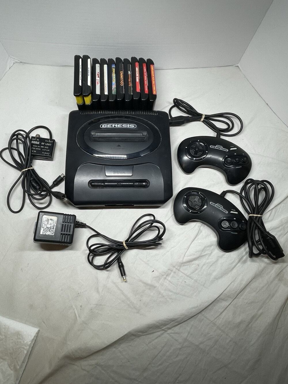 SEGA Genesis Model MK-1631 Console 2 Controllers 10 Games-All Tested/Works. OEM